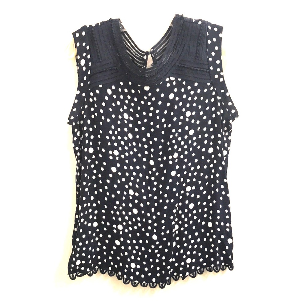 Anthropologie washed silk sleeveless navy top